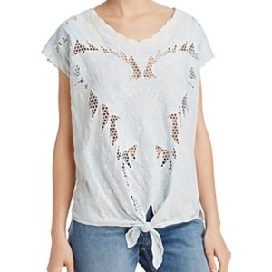 Free People Castaway Mesh Insert Tunic Blue LG,NWT